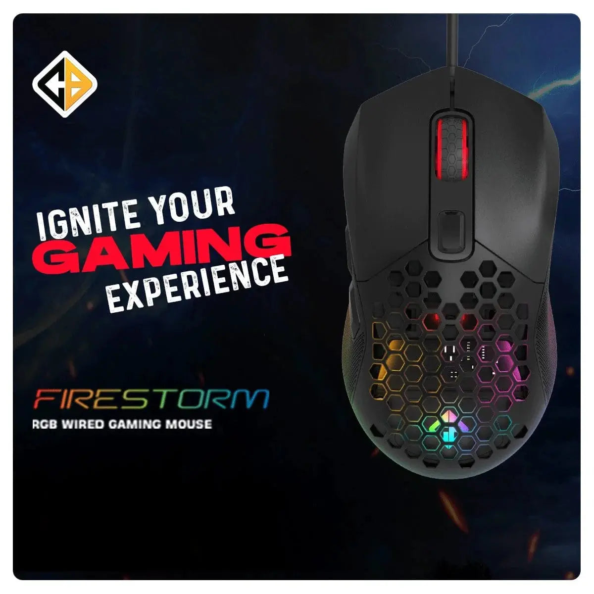 Cosmic Byte Firestorm RGB Wired Gaming Mouse (Black) Microcenter India