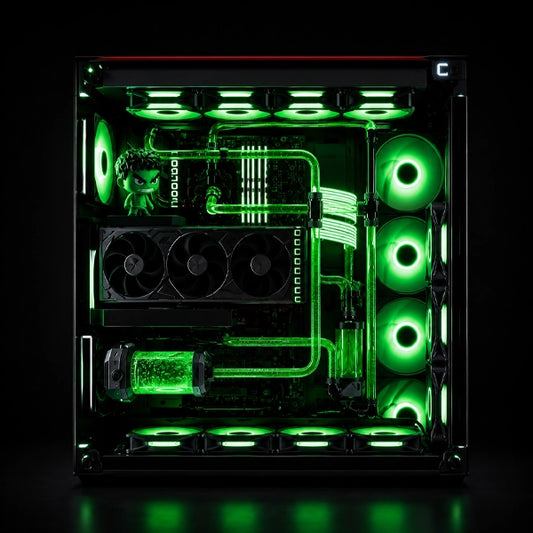 HULK Green Gaming PC Dual Transparent Display Pre Build