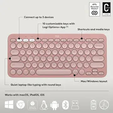 Logitech Pebble 2 Wireless Keyboard and Mouse Combo (Rose)Β Microcenter India