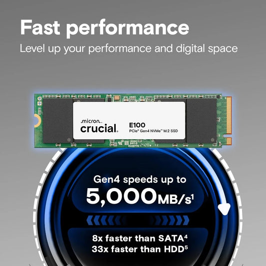 Crucial E100 480GB NVMe Gen4 SSD - Microcenter India