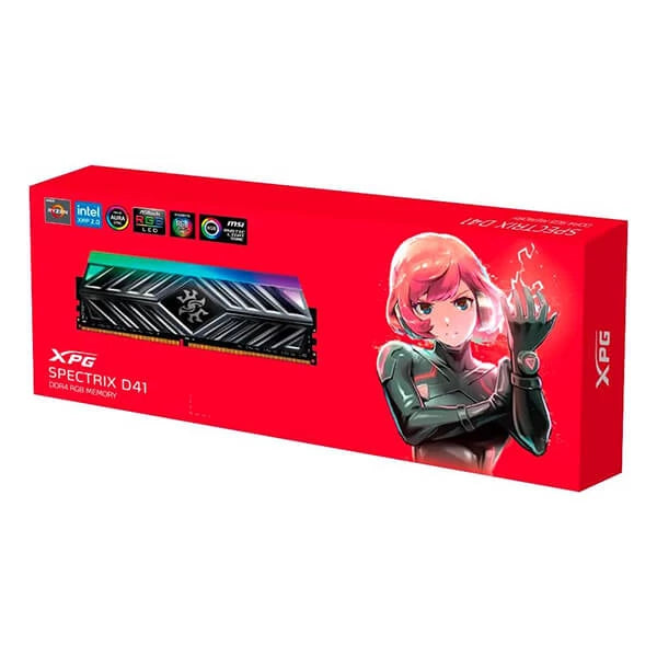 Adata XPG Spectrix D41 RGB Series 16GB 16GBx1 DDR4 3200MHz Desktop Ram Grey