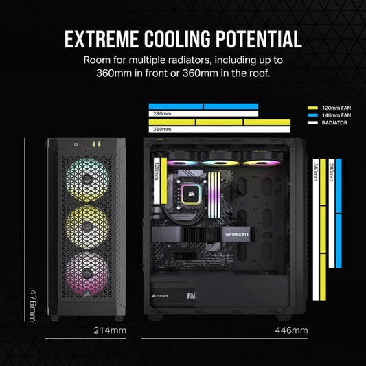 Corsair 480T RGB Airflow (ATX) Mid Tower Cabinet Black Microcenter India