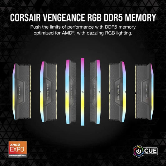 Corsair Vengeance RGB 32GB (16GBx2) DDR5 6000MHz Ram EXPO & XMP Microcenter India