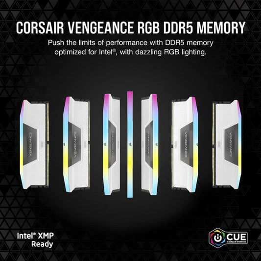 Corsair Vengeance RGB 32GB (16GBx2) DDR5 6000MHz Ram White Microcenter India