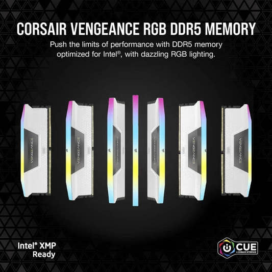 Corsair Vengeance RGB 32GB (16GBx2) DDR5 6000MHz Ram White Microcenter India