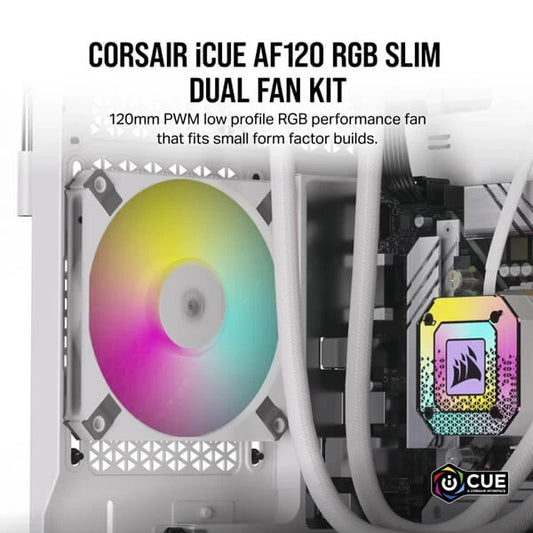 Corsair iCUE AF120 RGB SLIM 120mm Cabinet Fan White Twin Pack