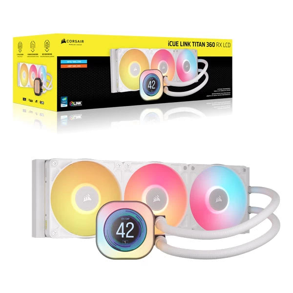 Corsair iCUE LINK Titan 360 RX LCD White CPU Cooler Microcenter India