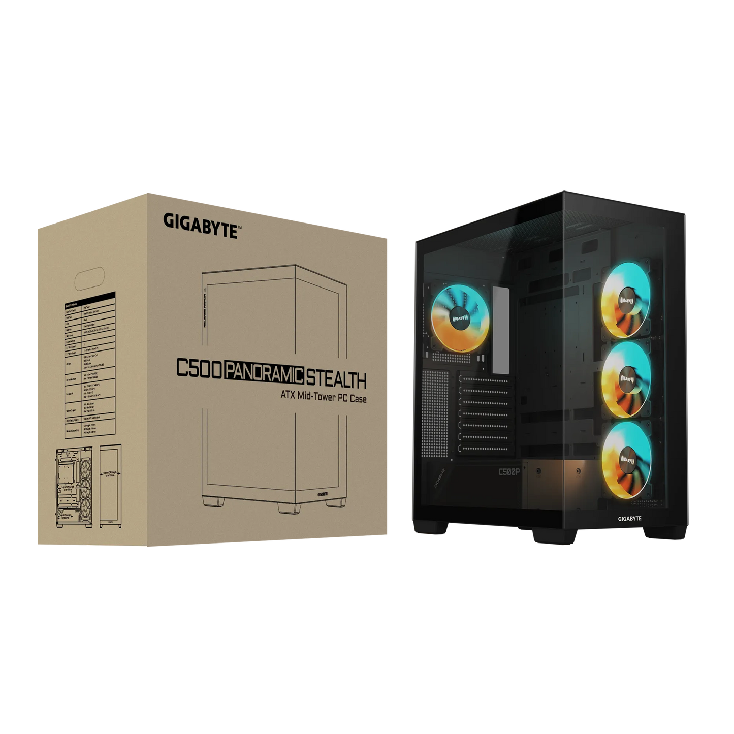 Gigabyte C500 Panoramic Stealth ATX Mid-Tower Cabinet Black Microcenter India