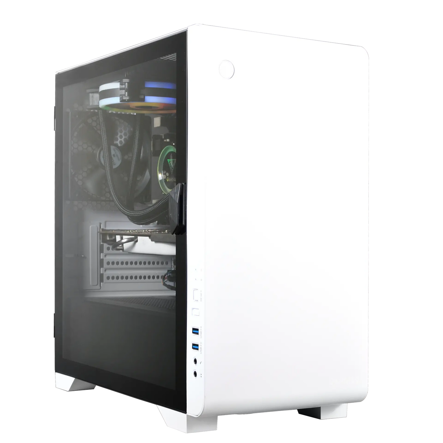 GAMDIAS MARS E2 white micro-ATX cabinet with tempered glass swing door