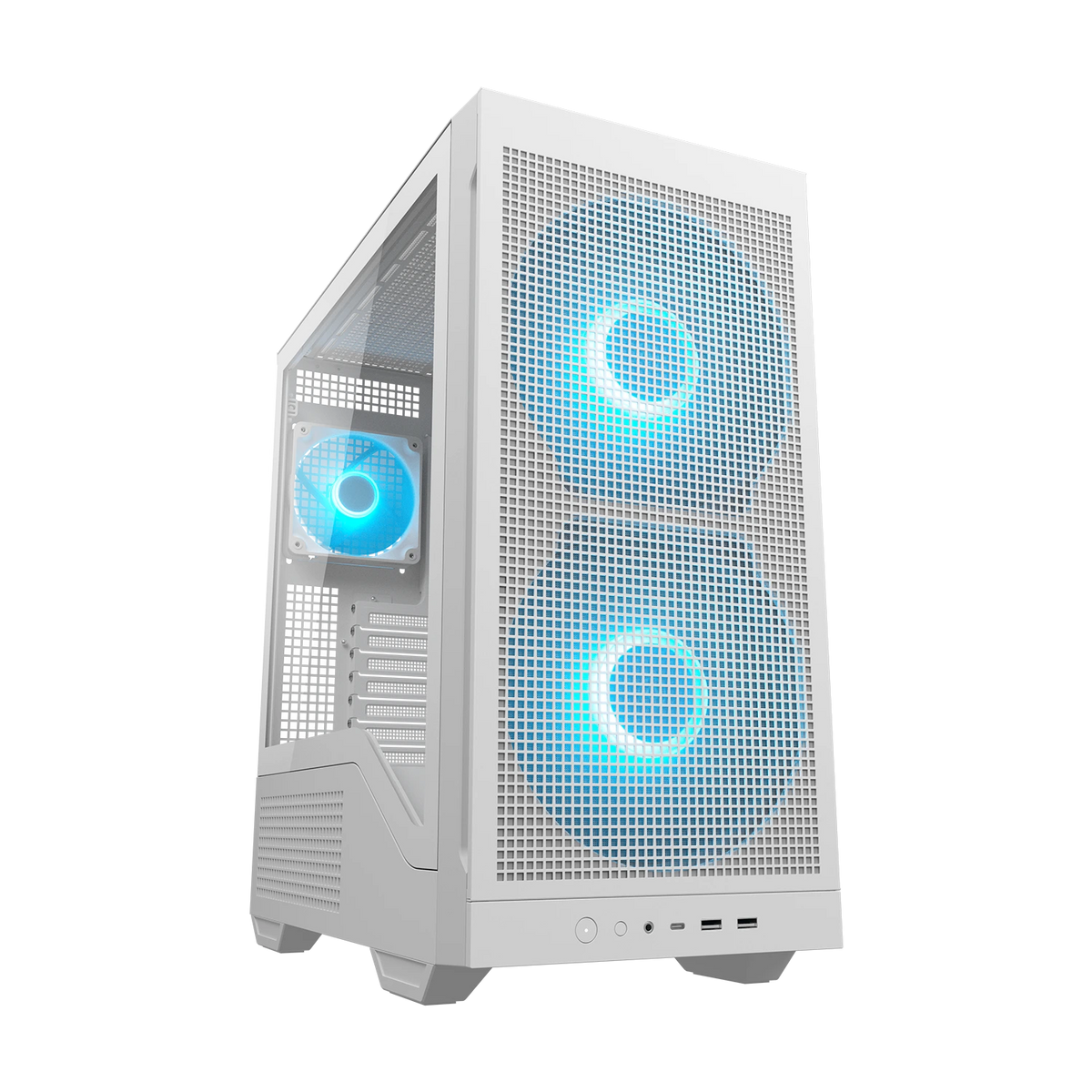 COUGAR MX600 MAX RGB mid tower ATX case in white with 200mm ARGB front fans