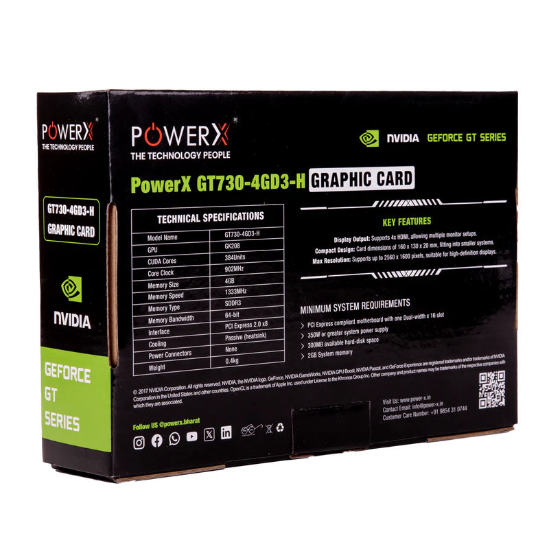 POWERX GT730 4GB DDR3 4HDMI Graphics Card