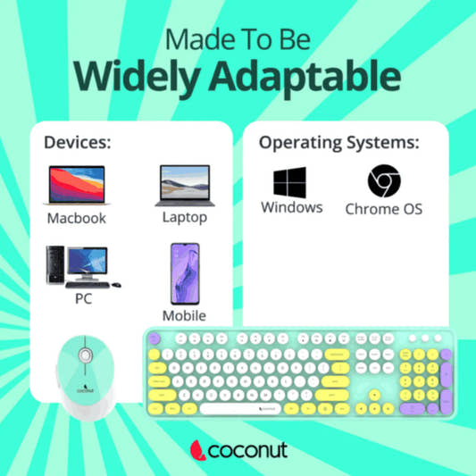 Coconut Vintage Retro Wireless Keyboard and Mouse Combo - Microcenter India.