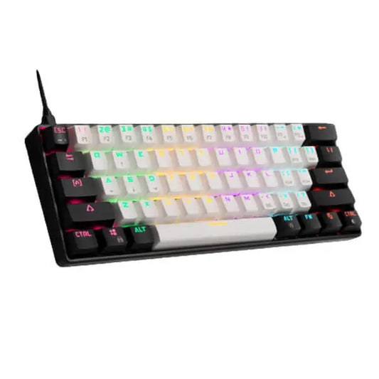 Gamdias Aura GK2 60% Tactile Red Switches Mechanical Gaming Keyboard (White- Black) Microcenter India