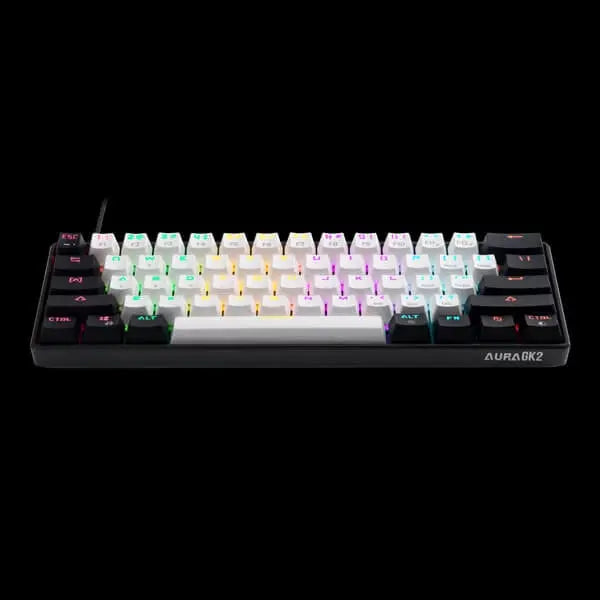 Gamdias Aura GK2 60% Tactile Red Switches Mechanical Gaming Keyboard (White- Black) Microcenter India