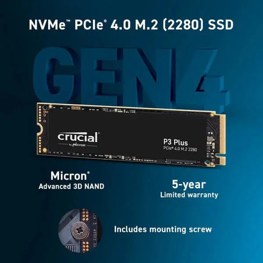 Crucial P3 Plus 1TB M.2 NVMe Gen4 Internal SSD Microcenter India
