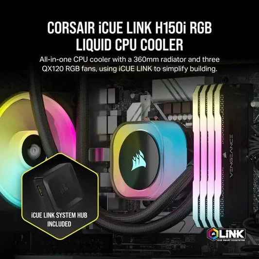 Corsair ICUE LINK H150i RGB Black 360mm CPU Liquid Cooler
