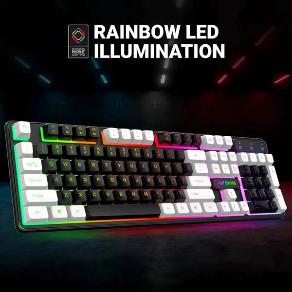 Ant Esports MK1450 Pro Gaming Keyboard Membrane Switches Black-White Microcenter India