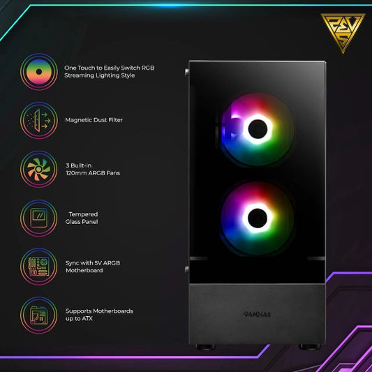 GAMDIAS Talos E3 Black Mid Tower Gaming Cabinet - Microcenter India.
