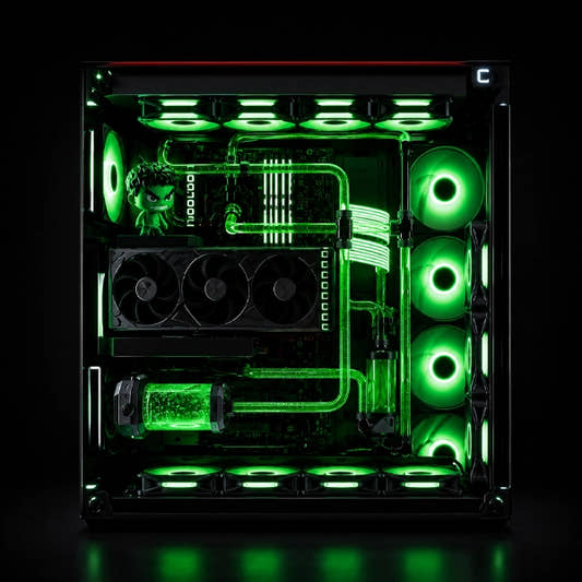 HULK Green Gaming PC Dual Transparent Display Pre Build