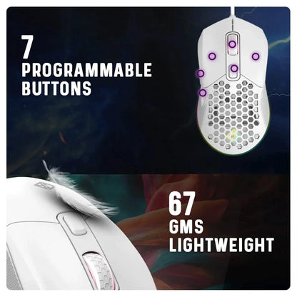 Cosmic Byte Firestorm RGB Wired Gaming Mouse (White)  Microcenter India
