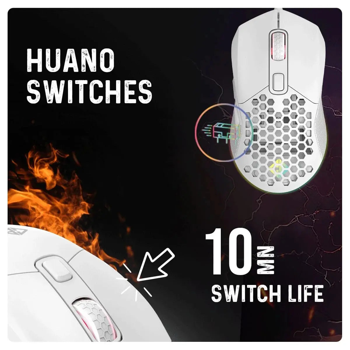 Cosmic Byte Firestorm RGB Wired Gaming Mouse (White)  Microcenter India
