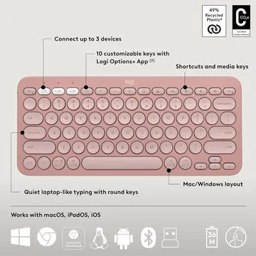 Logitech Pebble 2 Wireless Keyboard and Mouse Combo (Rose)  Microcenter India