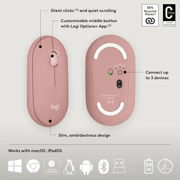 Logitech Pebble 2 Wireless Keyboard and Mouse Combo (Rose)  Microcenter India