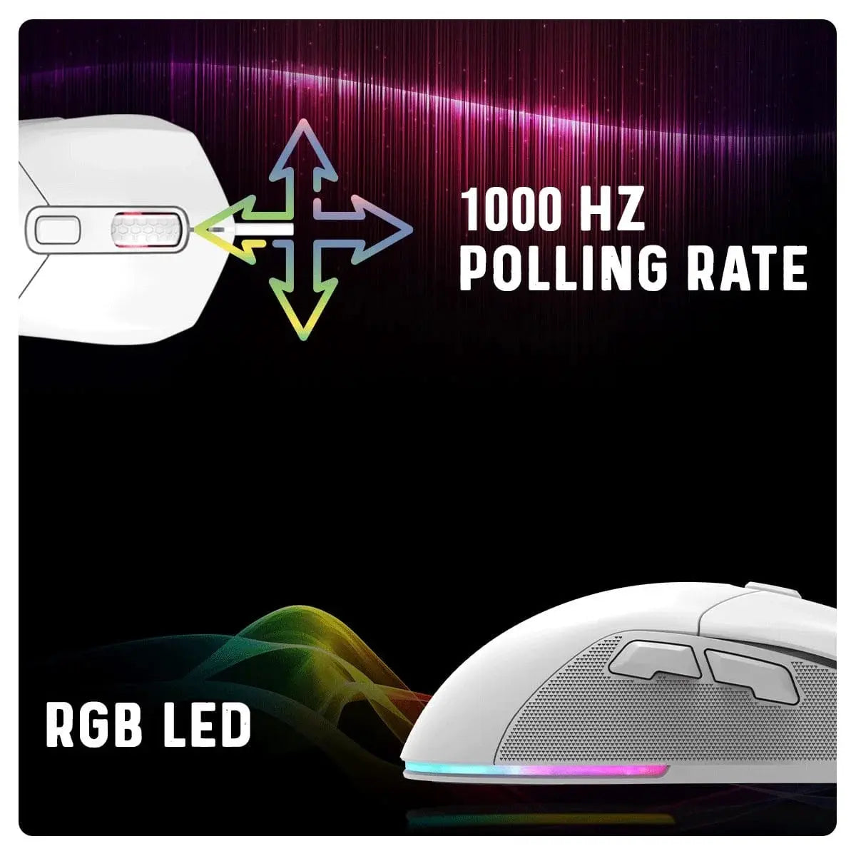 Cosmic Byte Firestorm RGB Wired Gaming Mouse (White)  Microcenter India