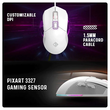 Cosmic Byte Firestorm RGB Wired Gaming Mouse (White)  Microcenter India