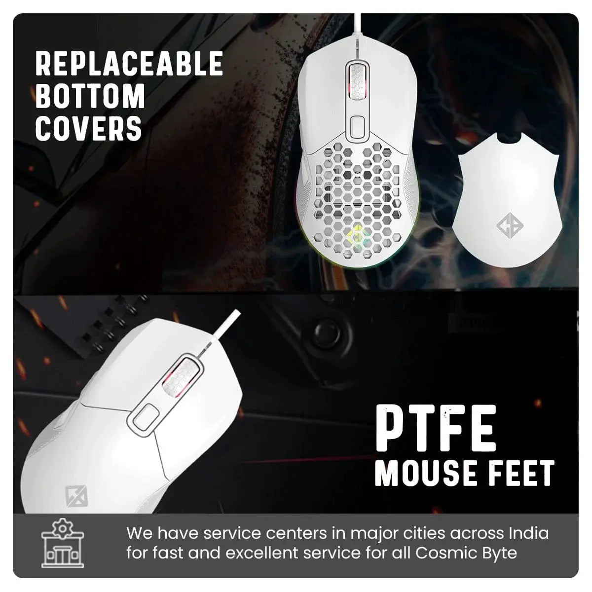 Cosmic Byte Firestorm RGB Wired Gaming Mouse (White)  Microcenter India