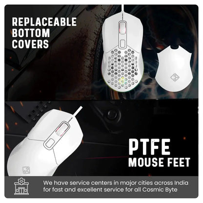 Cosmic Byte Firestorm RGB Wired Gaming Mouse (White)  Microcenter India