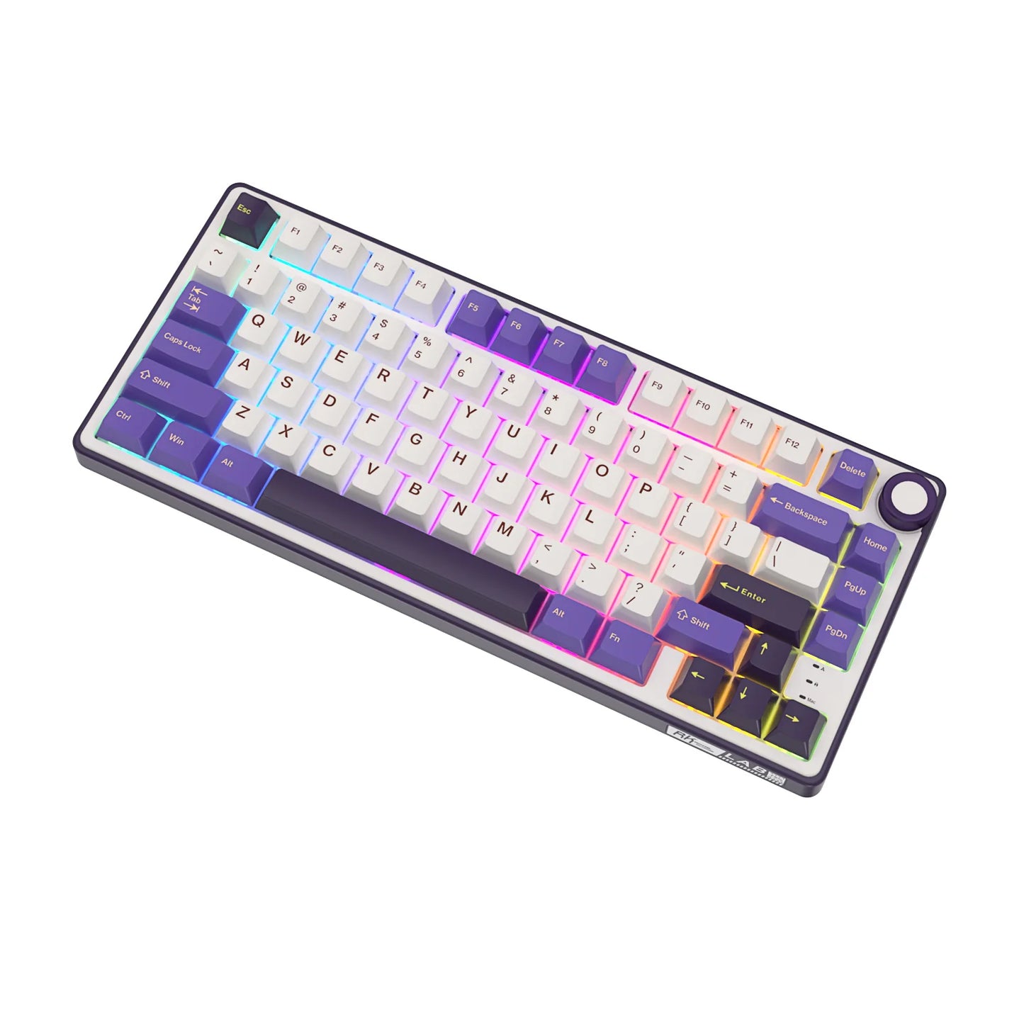 Keyboard with RGB lighting on a white background