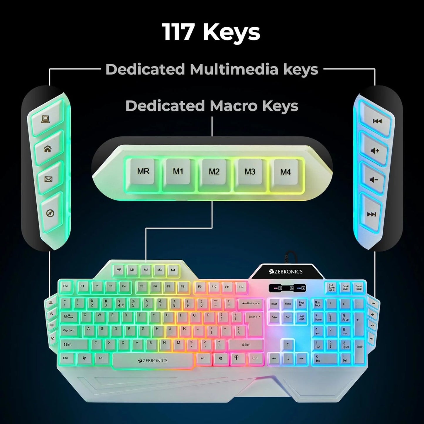 ZEBRONICS OPTIMUS Gaming Keyboard &amp; Mouse Combo White  Microcenter India