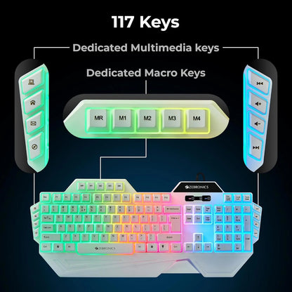ZEBRONICS OPTIMUS Gaming Keyboard &amp; Mouse Combo White  Microcenter India