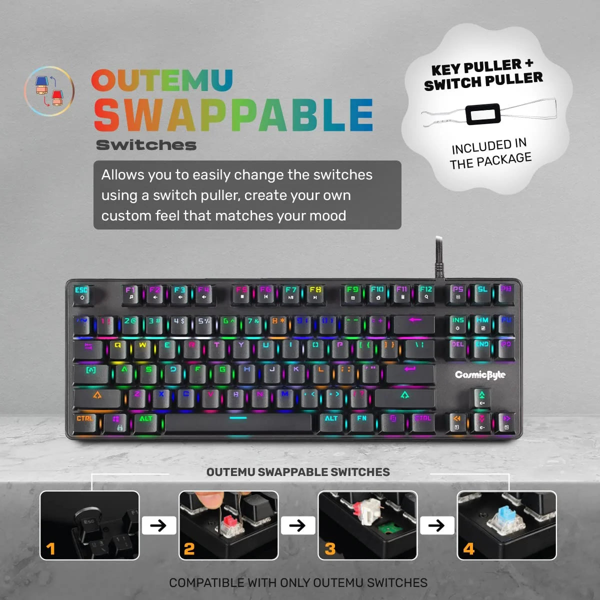 Cosmic Byte Firefly RGB TKL Mechanical Keyboard CB-GK-18  Microcenter India
