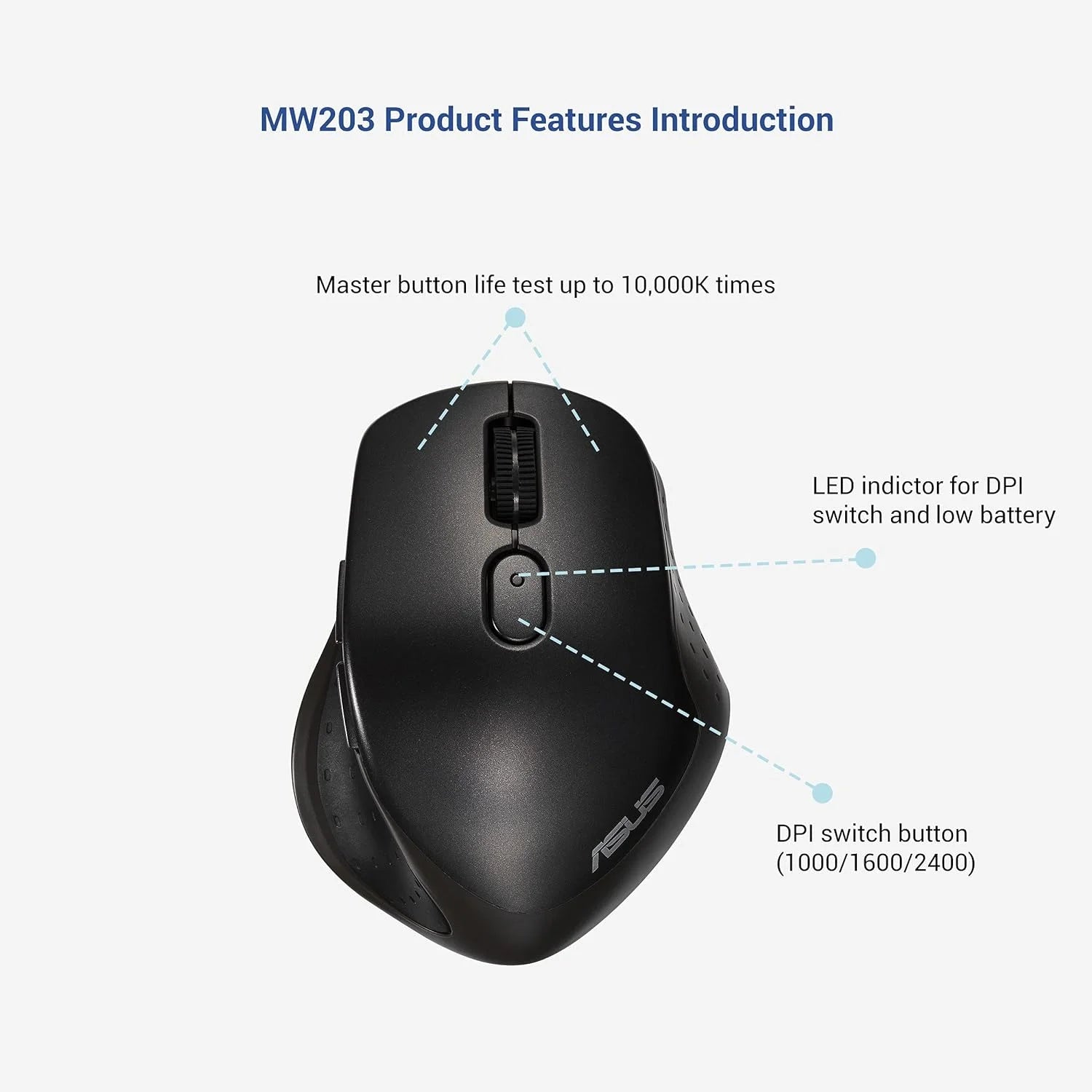 ASUS MW203 Wireless Silent Mouse Black  Microcenter India