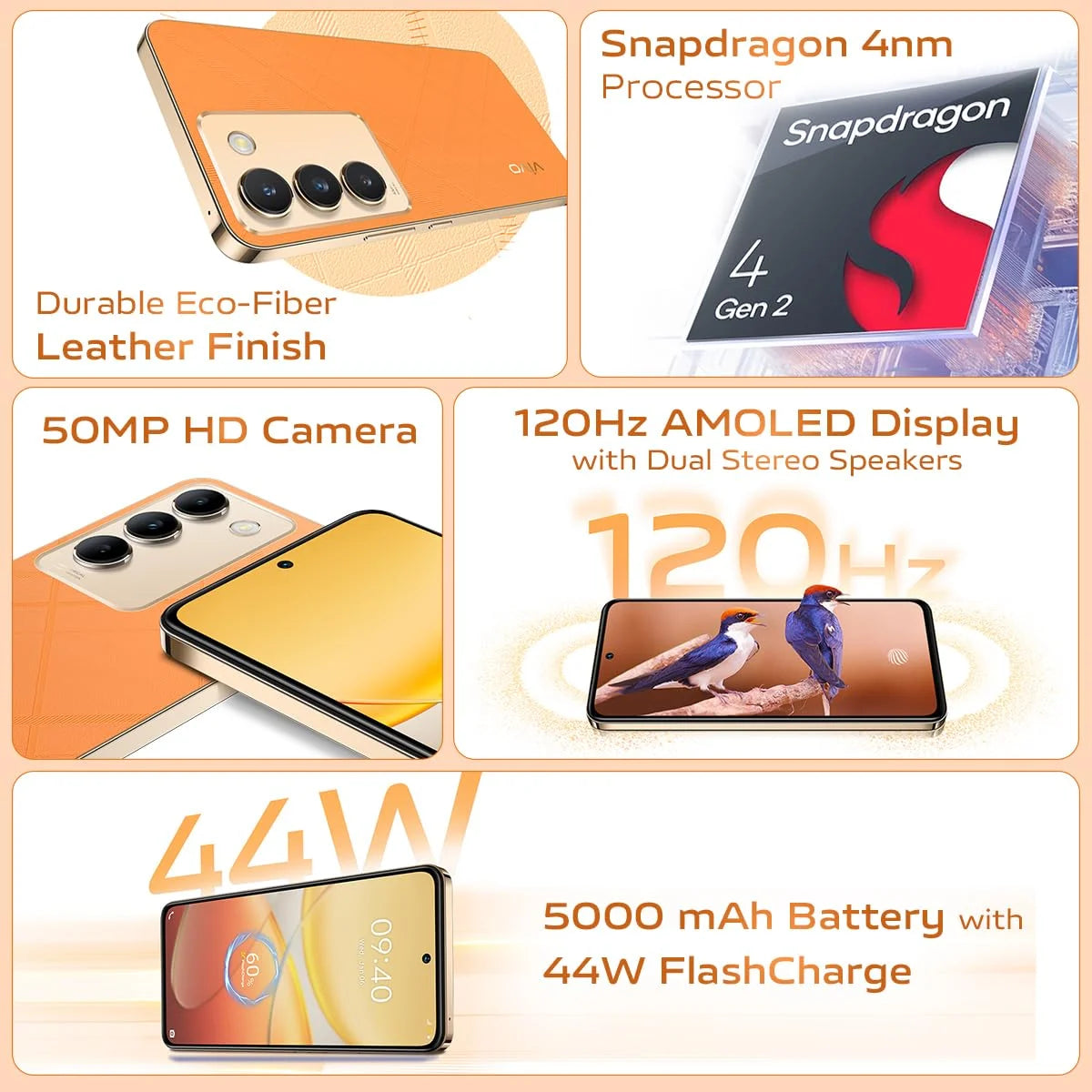 Vivo Y200e 5G Saffron Delight 8GB RAM 128GB Storage  Microcenter India