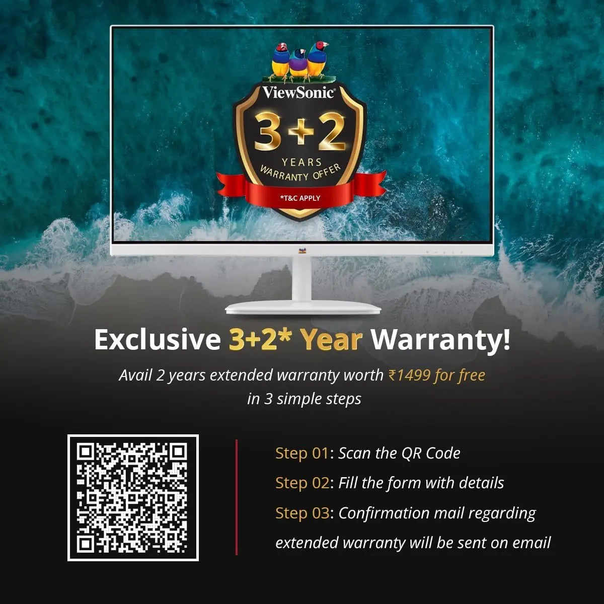 ViewSonic 24 Inch Full HD IPS White Monitor VA2432-H-W 