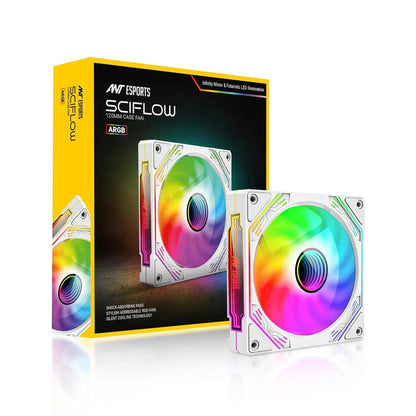 Ant Esports Sciflow 120mm ARGB Case Fan - White  Microcenter India
