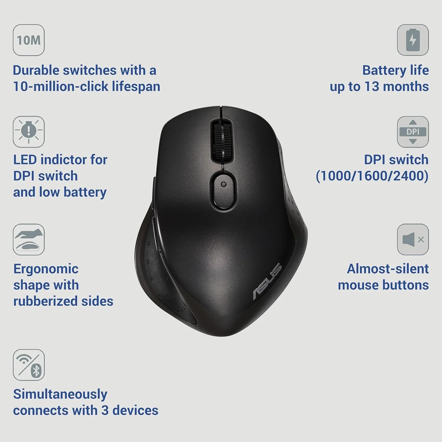 ASUS MW203 Wireless Silent Mouse Black  Microcenter India