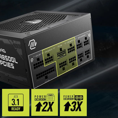 MSI MAG A850GL PCIE5 ATX 3.0 850 Watt 80 Plus Gold SMPS - Microcenter India