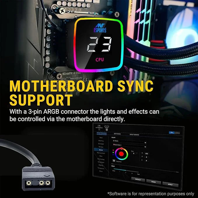 Ant Esports ICE Flow 240 ARGB 240mm CPU Liquid Cooler Black - Microcenter India