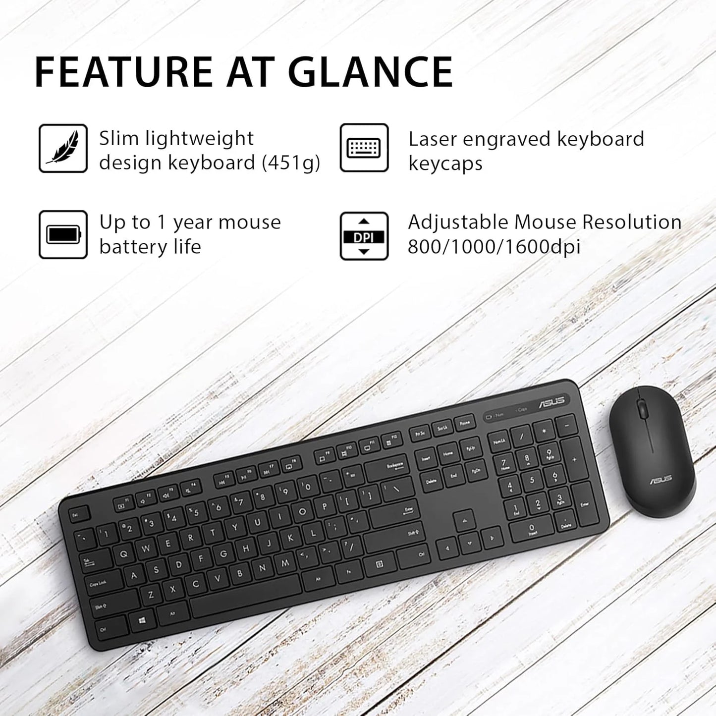 Asus CW100 Wireless Keyboard And Mouse - Microcenter India