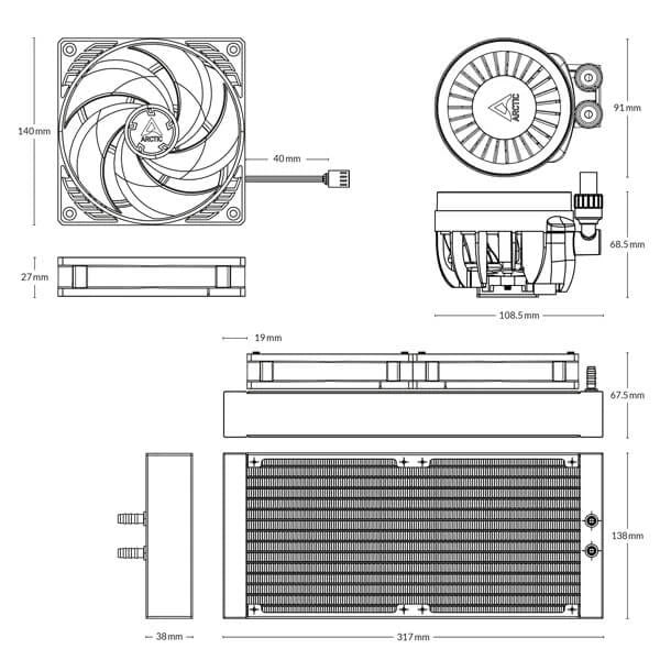 Arctic Liquid Freezer III 280 CPU Liquid Cooler Black  Microcenter India