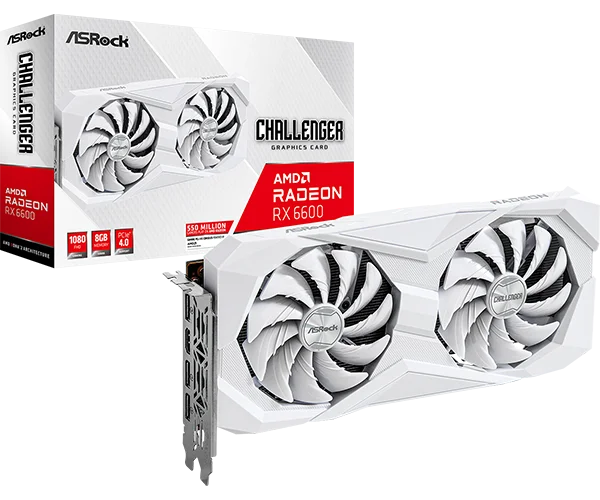 Asrock AMD Radeon RX 6600 Challenger White 8GB Graphics Card 