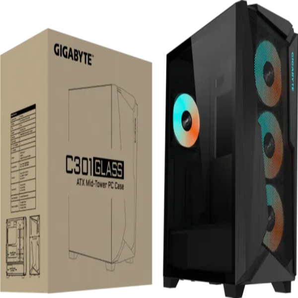GIGABYTE C301 GLASS Mid Tower PC Cabinet - Microcenter India.
