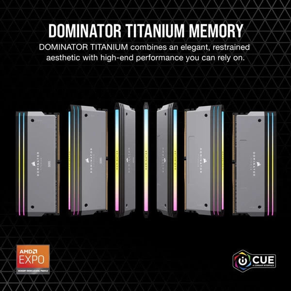 Corsair Dominator Titanium RGB 64GB (32GBx2) DDR5 6000MHz Ram Grey  Microcenter India