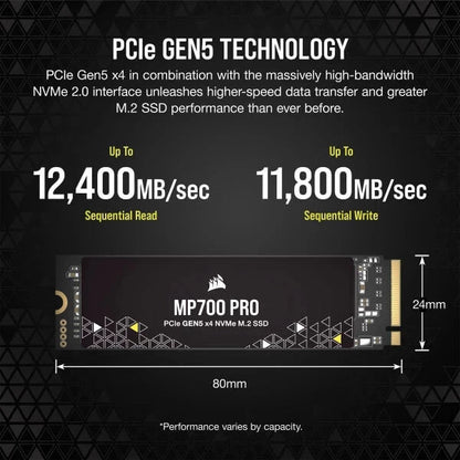 Corsair MP700 PRO 2TB M.2 NVMe 2.0 Gen5 Internal SSD  Microcenter India