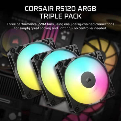 Corsair RS120 ARGB 120 PWM Cabinet Fan Black Triple Pack  Microcenter India