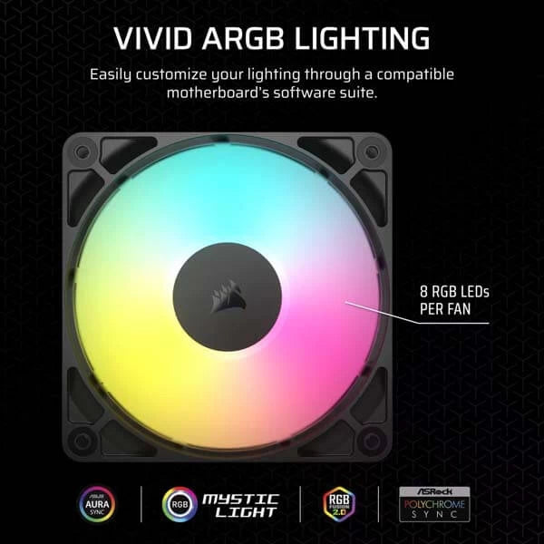 Corsair RS120 ARGB 120 PWM Cabinet Fan Black Triple Pack  Microcenter India
